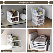 Plantex Plastic Clothes Organizer for Wardrobe/Cupboard Organizer for Clothes/Closet/Drawer Organizer/Almirah Space Organiser for Cupboard (5-Tier, White)