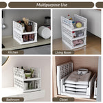 Plantex 3-Tier Organizer for Wardrobe Cupboard for Clothes Foldable/Stackable Closet /Multi-Purpose Drawer Organizer (Plastic, White)