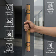 Plantex 12 Inch Main Door Handle/Stainless Steel & Wooden Door Handle/Pull-Push Handle for Door/Office & Hotel - Pack of 1 (DTMD-428, Black & Wood)
