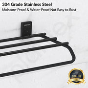 Plantex 304 Grade Stainless Steel 24-inch Bathroom Towel Rack/Towel Bar/Towel Stand/Towel Rod/Bathroom Accessories - Pack of 1 (Crystal - Black)