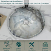 Plantex Ceramic Wash Basin for Bathroom/Table Top Ceramic Basin/Washbasin for Hotel/Restaurant (Marble Finish - 18 x 15 x 7 inch)