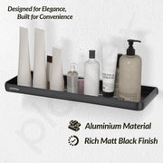 Plantex Shelf for Bathroom/Self Adhesive Wall Shelves/No Drill Bathroom Organizer/18x5 inch Shelf for Home/Office/Hotel - Pack of 1 (1502, Black)