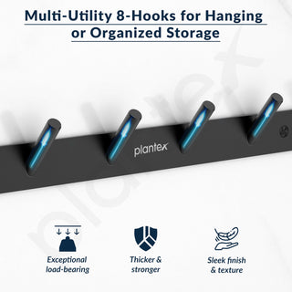 Plantex Wall Hooks for Hanging Cloth/Stainless Steel Towel Hangers/Bathroom Robe Hooks/Door Hangers/Round Wall Hook/Hook Rail for Hanging Keys - 6 Hooks (Pack of 1, Z-Black)