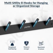 Plantex Wall Hooks for Hanging Cloth/Stainless Steel Towel Hangers/Bathroom Robe Hooks/Door Hangers/Round Wall Hook/Hook Rail for Hanging Keys - 6 Hooks (Pack of 2,  Z-Black)