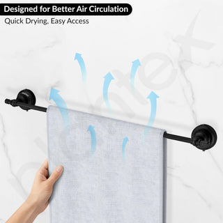 Plantex 304 Grade Stainless Steel 24 inch Towel Hanger for Bathroom/Single Towel Rod/Holder/Bar/Bathroom Accessories - Skyllo (Black)