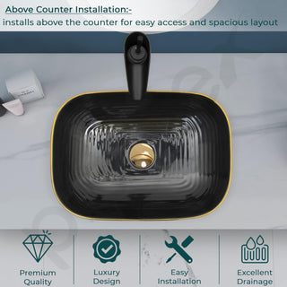 Plantex Table Top Wash Basin For Bathroom/Designer Ceramic Basin/Countertop Vessel Sink Basin - Indo-European Collection (18 x 13 x 5 Inch)