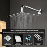 Plantex Stainless Steel Shower Head for Bathroom/8 x 8 inch Square Overhead Shower without Arm/Adjustable Bathroom Shower-(Ultra Slim-Chrome)