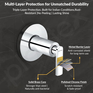 Plantex Pure Brass BAL-506 Concealed Stop Cock/Concealed Stop Valve Tap For Bathroom With Teflon Tape & Brass Adjustable Wall Flange – 15 mm (Mirror-Chrome Finish)