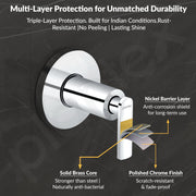 Plantex Pure Brass BAL-506 Concealed Stop Cock/Concealed Stop Valve Tap For Bathroom With Teflon Tape & Brass Adjustable Wall Flange â€“ 15 mm (Mirror-Chrome Finish)