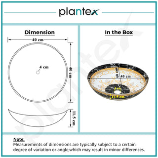 Plantex Ceramic Round Wash Basin for Bathroom/Designer Table Top Basin/Countertop Vessel Sink for Restaurant/Hotel - (15.5x15.5x4.5 Inch)