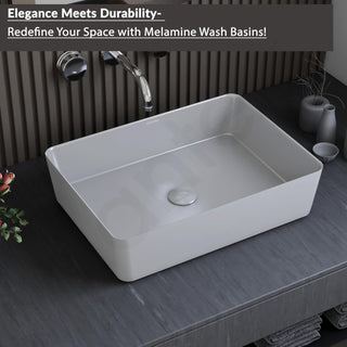 Plantex Melamine Wash Basin/Basin for Bathroom/Tabletop Wash Basin/Restaurants/Office (Grey, 18 x 13 x 4.5 Inch)