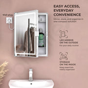 Plantex LED Mirror Cabinet for Bathroom/ABS Storage Cabinet/Mirror Cabinet for Wall/Mirror with Storage for Bathroom - 18x14 Inch (CAB-118, White)