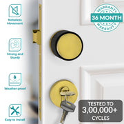 Plantex Main Door Mortise Lock/Brass Heavy Duty Door Knob Lock/Pull Handle Set for Home/Office - Door Accessories (Gold - Black)
