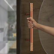 Plantex Stainless Steel Lotus Main Door Handle/Door Handles for Main Door/Wooden & Glass Door Handle/3 Years Warranty (Rose Gold Finish)