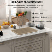 Plantex Matt German Engineered Technology Quartz Sink For Kitchen/UV Protected Kitchen Sink/Single Bowle Sink For Home (Sand Choco-18X24 Inch)