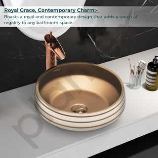 Plantex Round Wash Basin for Bathroom/Ceramic Tabletop Washbasin/Basin for Bathroom Indo-European Collection (16 x 16 x 7 Inch)