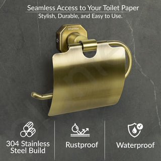 Plantex 304 Grade Stainless Steel Toilet Paper Holder for Bathroom/Toilet Paper Roll Stand/Tissue Holder/Bathroom Accessories - Nipron (Brass Antique)