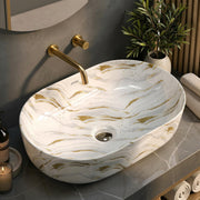 Plantex Tabletop Wash Basin for Bathroom/Designer Ceramic Basin/Oval Countertop Wash Basin/Home/Office (22 x 14 x 10 Inch)