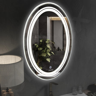 Plantex Bathroom Mirror with LED 3 Lights Tone/Designer Mirror for Living Room/Bedroom/Dressing Room - Oval Shape (18 X 24 Inch)