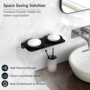 Plantex Dual Soap Holder for Bathroom/Acrylic Double Round Soap Dish/Stand/Bar/Soap Case/Bathroom Accessories - Pack of 1 (VIB-122, Black)