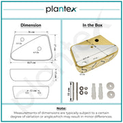 Plantex Ceramic Designer Washbasin for Bathroom/Wall Hung Wash Basin/Rectangle Basin for Home/Office/Hotel (17.5x10.5x5 Inch - White & Gold)