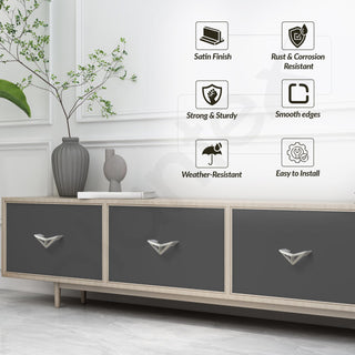 Plantex Knobs for Drawer/Triangle Knobs for Cabinets/Drawer Handle/Pull-Push Knob for Kitchen/Bedroom Cabinet - Pack of 4 (Satin)