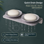 Plantex Dual Soap Holder for Bathroom/Acrylic Double Round Soap Dish/Stand/Bar/Soap Case/Bathroom Accessories - Pack of 1 (VIG-122, Grey)