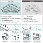 Plantex Corner Shelf for Bathroom Wall/No Drill Bathroom Organiser/Corner Shelf for Kitchen/Kitchen Organiser Rack (Black, Alloy Steel) - Pack of 3
