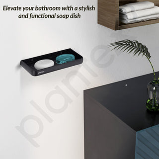 Plantex Double Soap Holder for Bathroom/Dual Soap Case/Soap Stand/Bathroom Accessories - Pack of 1 (1503, Black)