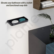 Plantex Double Soap Holder for Bathroom/Dual Soap Case/Soap Stand/Bathroom Accessories - Pack of 1 (1503, Black)