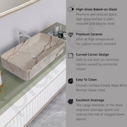 Plantex Ceramic Tabletop Washbasin/Bathroom Sink/Basin for Bathroom/Wash Basin for Restaurant, Hotel (Marble Finish, 24 x 13 x 5 Inch)