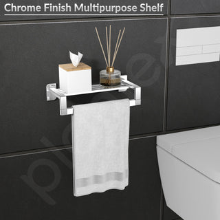 Plantex Bathroom Shelf for Wall/304 Grade Stainless Steel Multi-Purpose Shelf/Spice Rack for Kitchen/Wall Mount Storage Rack/Bathroom Accessories - Pack of 1 (1911, Chrome)
