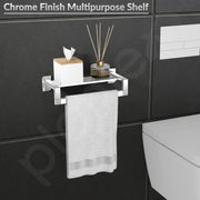 Plantex Bathroom Shelf Rack/304 Grade Stainless Steel Bathroom Stainless Steel Shelf/Spice Rack for Kitchen/Wall Mount Storage Rack/Bathroom Accessories Set-(Pack of 1, Chrome)