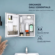 Plantex Bathroom Cabinet with Mirror/ABS Bathroom Storage Cabinet/Mirror Cabinet for Wall/Mirror with Storage for Bathroom - 18x14 Inch (CAB-117, White)