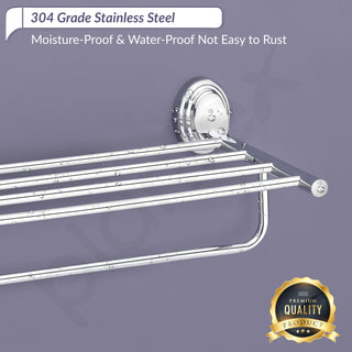 Plantex 304 Grade Stainless Steel Towel Rack for Bathroom/Towel Stand/Hanger/Bathroom Accessories - Cubic (24-Chrome)