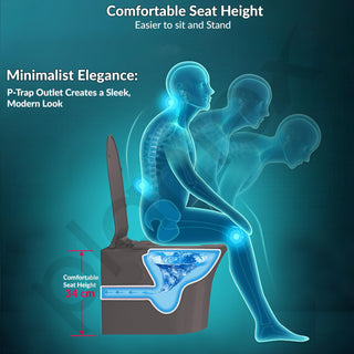 Plantex Platinum Ceramic Rimless Wall Hanging Commode/Western Toilet/Washdown Flush for Bathroom/Commode with Soft Toilet Seat Cover - P Trap (Choco)