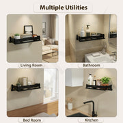 Plantex Stainless Steel Bathroom Shelf/Rack/Bathroom Organizer with Drill/Kitchen Storage Shelf/Wall Mounted Washroom Accessories  (Matt Black - 12x5 inches)