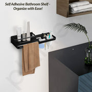 Plantex Self Adhesive 4in1 Shelf for Bathroom/Multifunctional Organizer with Tumbler Holder/Liquid Soap Dispenser/Napkin Holder/Bathroom Accessories Set (1514, Black)