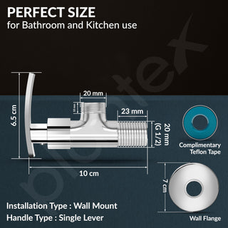 Plantex Single Lever Angle Cock For Bathroom/Wash Basin/Single Way Cock with Teflon Tap for Kitchen - Pack of 1 (Samar-Chrome)