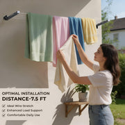 Plantex GI Steel Foldable Wall Mount Cloth Drying Stand with 30 Ft Rope/Wall Hanging Clothes Dryer Rack for Indoor & Outdoor Use/Space-Saving Design for Laundry or Utility Room – Grey