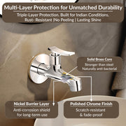 Plantex Short Body Bib Cock Water Tap for Bathroom/Wall Mount Tap for Wash Basin with Teflon Tape & Wall Flange - Pack of 1 (Star, Chrome)