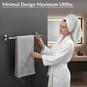 Plantex Stainless Steel Foldable Towel Rack for Bathroom/Towel Hanger with Hooks/Towel Holder/Stand/Bathroom Accessories - 24 Inch (Chrome Finish)