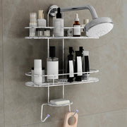 Plantex Self Adhesive Bathroom Stainless Steel Shelf/5in1 Multipurpose Shower Caddy/Storage Shelf/Soap Holder/Stand/Bathroom Accessories(Oval-Chrome Silver)