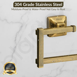 Plantex 304 Grade Stainless Steel Napkin Holder for Washbasin/Hand Towel Hanger or Kitchen/Towel Holder/Bathroom Accessories - Squaro (Brass Antique)