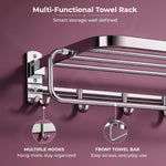 Plantex 24 Inch Towel Rack for Bathroom/304 Grade Stainless Steel Towel Bar/Towel Holder with Rod/Hook/Bathroom Accessories - (Chrome)