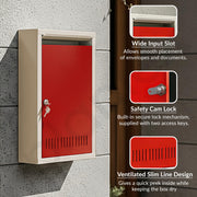 Plantex GI Steel Letter Box for Home/Suggestion Box for Office/Complaint Box/Mail Box/Post Box for Home Gate & with Secure Lock - (Red & Ivory) - Big Size Wall Mounted
