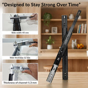 Plantex 18 Inch Soft Close Drawer Channel/Regular Close Ball Bearing Slider Drawer Channel for Home, Kitchen & Wardrobe/Telescopic Channel for Drawer - Pair of 1 (Black)