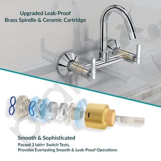 Plantex Pure Brass Sink Mixer Tap Hot and Cold with 360° Swivel Spout/Sink Tap for Kitchen Basin with Brass Wall Flange & Teflon Tape-7 Year Warranty (BAL-514)