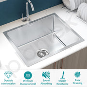 Plantex Guranteed 304 Grade Stainless Steel Kitchen Sink/Stainless Steel Kitchen Sink with 7 Years of Warranty by Plantex/Single Bowl Sink with All Fittings & Drain Rack (Silver Matt-24x18 Inches)