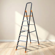 Plantex Allsafe Aluminium Step Ladder for Home/7 Step Anti Skid Ladder/Wide Step Ladder (Black & Orange))